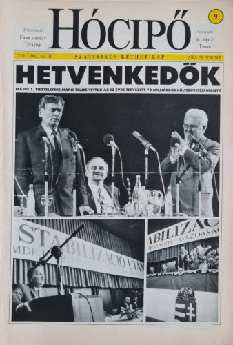 Hócipő magazin, szatírikus kéthetilap, címlapon Antall  József, Boros Lajos, IV/9, 1992