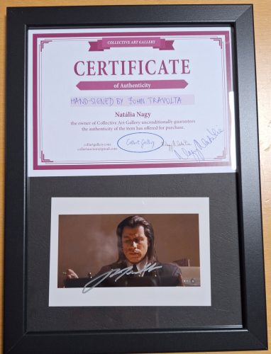 John Travolta által dedikált fénykép, jelenet a Ponyvaregényből