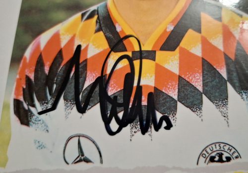 Andreas Möller (Frankfurt,Világbajnok) labdarúgó aláírása hitelesítéssel nyomtatványon