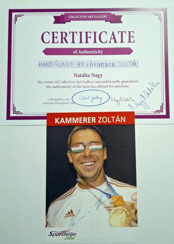 Kammerer Zoltán (Olimpiai Bajnok) kajakos aláírása hitelesítéssel nyomtatványon