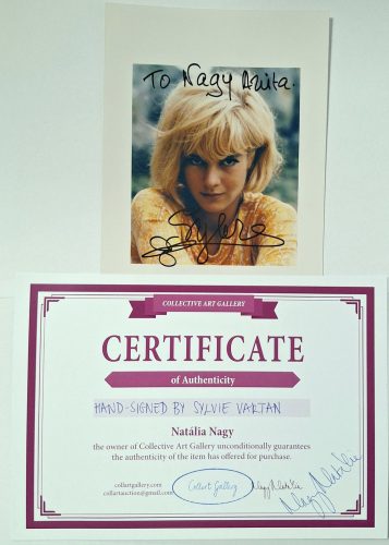 Sylvie Vartan által dedikált fénykép hitelesítő tanúsítvánnyal
