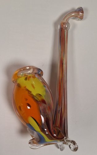 Retró dísztárgy üvegpipa, színezett 19 cm-es