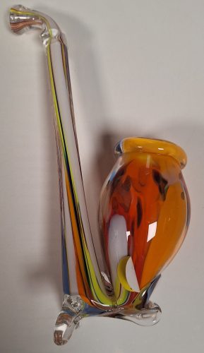 Retró dísztárgy üvegpipa, színezett 19 cm-es