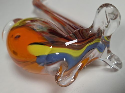 Retró dísztárgy üvegpipa, színezett 19 cm-es