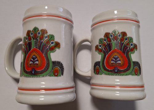 Hollóházi Népi motívumos kis bögre, 2 db 1970-es évek