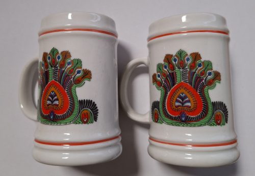 Hollóházi Népi motívumos kis bögre, 2 db 1970-es évek