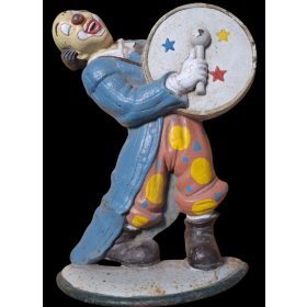   Fém, öntöttvas Vidámparki vagy bohóc társulat Bohócot ábrázoló kelléke 1930-1950-es évek, ritka