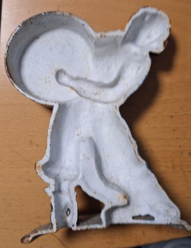 Fém, öntöttvas Vidámparki vagy bohóc társulat Bohócot ábrázoló kelléke 1930-1950-es évek, ritka