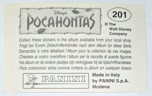 Pocahontas rajzfilm eredeti PANINI 1995 beragasztós matrica (201)