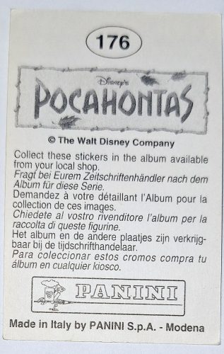 Pocahontas rajzfilm eredeti PANINI 1995 beragasztós matrica (176)