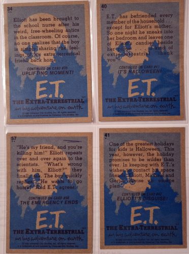 E.T. A földönkívüli 4 db. eredeti 1982-es Universal Studios kereskedelmi kártya egyben (2.)