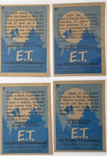 E.T. A földönkívüli 4 db. eredeti 1982-es Universal Studios kereskedelmi kártya egyben (3.)