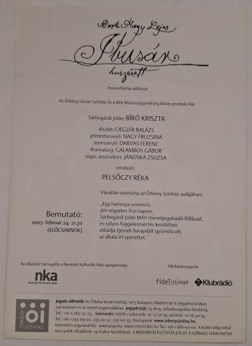 Parti Nagy Lajos Ibusár huszerett, Örkény Színház,  kis plakát