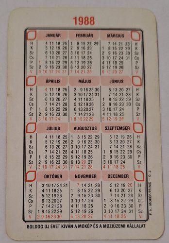 Az utolsó csillagharcos retró kártyanaptára 1988 Mokép-Moziüzemi Vállalat