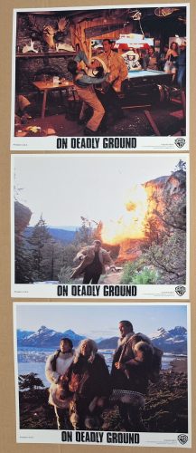 3 db. Lángoló jég (On Deadly Ground) Normál méretű USA vitrinkép, filmfotó, 1994 (Steven Seagal)