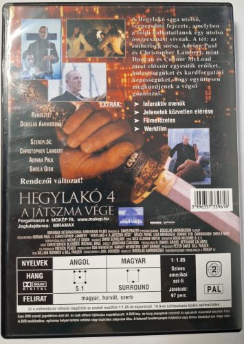 Hegylakó 4. A Játszma vége (Rendezői változat) DVD film (Christopher Lambert)