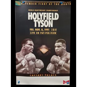   Evander Holyfield és Mike Tyson meg nem valósult boxmeccsének televíziós plakátja 1991