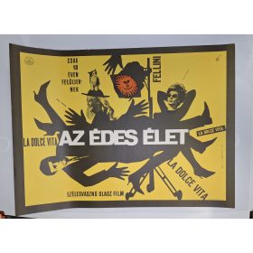   Az édes élet (Dolce Vita) eredeti moziplakát (Máté András 1962) Marcello Mastroianni, Anita Ekberg