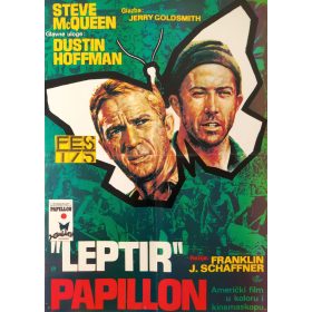   Pillangó filmplakát,moziplakát, "Leptir", Papillon, jugoszláv filmplakát,moziplakát, 1977, Steve McQueen, Dustin Hoffman