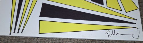 Galla Miklós saját absztrakt festményének nagyméretű, aláírt lenyomata : "Tervezés diadala" aláírt 42 x 59 cm