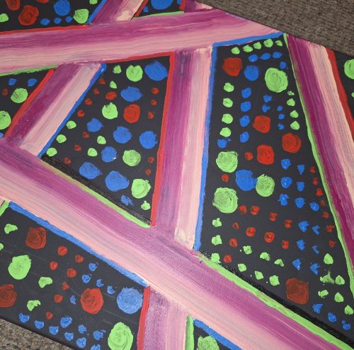 Galla Miklós saját absztrakt festménye : "Kicsúszott alólam a tulaj!" aláírt 50 x 39 cm