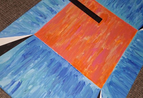 Galla Miklós saját absztrakt alkotása : "Irányelvek" aláírt 50 x 39 cm