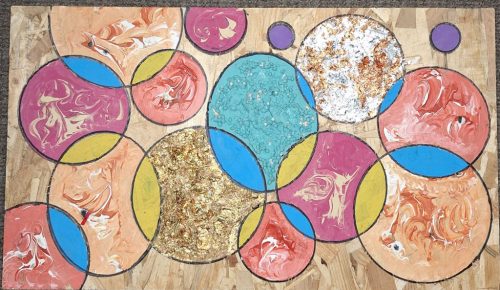 Galla Miklós saját absztrakt alkotása : "Mindenki körbenézhet!" aláírt 60 x 34 cm