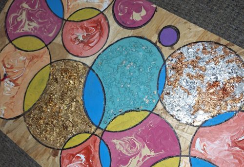 Galla Miklós saját absztrakt alkotása : "Mindenki körbenézhet!" aláírt 60 x 34 cm