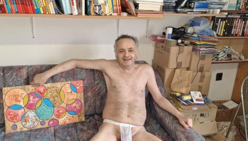 Galla Miklós saját absztrakt alkotása : "Mindenki körbenézhet!" aláírt 60 x 34 cm