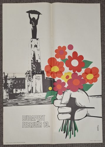 Budapest "felszabadításának" 25-ik évfordulójára propaganda plakát 1970 Mayer jelzéssel