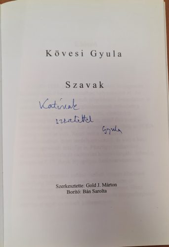 Kövesi Gyula, Szavak dedikált könyve