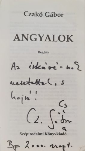 Czakó Gábor, Angyalok (1992) dedikált könyve