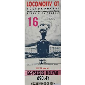 Locomotiv GT búcsúkoncert közreműködői jegy, 1992