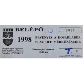 BSE kosárlabda (Playoff) belépőjegy, 1998