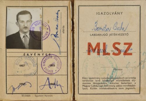 MLSZ Labdarúgó játékvezető igazolvány 1957-1958