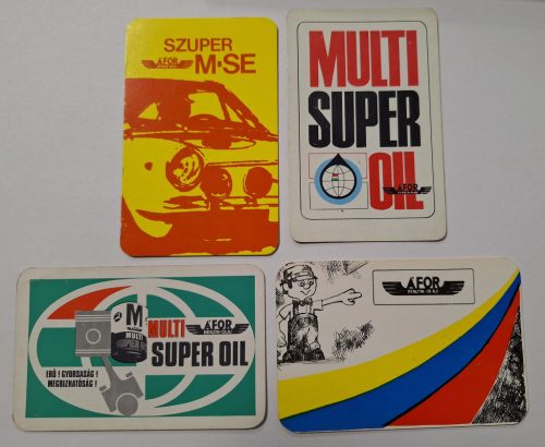 Áfor Benzin-Olaj (Multi Super Oil) kártyanaptárak, 4 db.  1971,1972,1974,1976