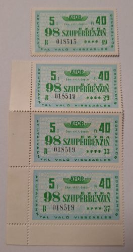 ÁFOR Extra Szuperbenzin (98) 5 Liter / 40 Forint bélyeg (4 db)