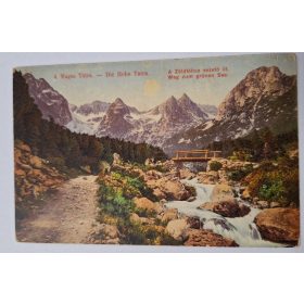  A Magas Tátra, A Zöld tóhoz vezető út képeslap, Divald és Monostory kiadása 1910-es évek eleje