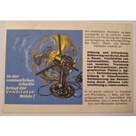 Elektromos ventilátor reklám levelezőlap 1930-as évek