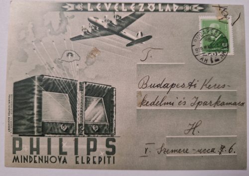 Philips Rádiót reklámozó levelezőlap 1930-as évek