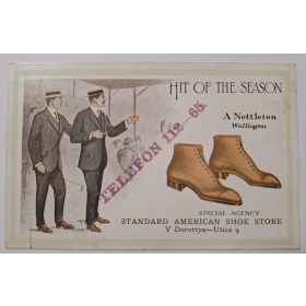   Standard American Shoe Store (Amerikai Cipő) reklám képeslap 1910-es évek
