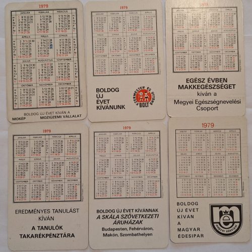 Születésnapi ajándéknak : évfordulós 1979-es korabeli, eredeti, retró hangulatú kártyanaptárak 6 db.