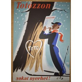   Totózzon, sokat nyerhet, Macskássy jelzéssel reklám plakát 1960-as évek