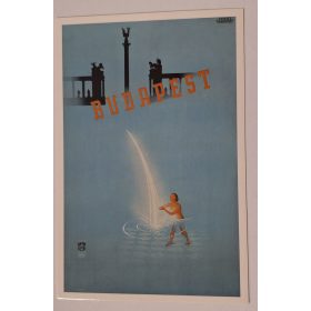   Retró hangulatú reklám képeslap, régi plakátról Budapest Hősök tere