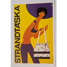   Retró hangulatú reklám képeslap, régi plakátról Strandtáska