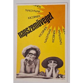   Retró hangulatú reklám képeslap, régi plakátról Napszemüveget nagynak és kicsinek