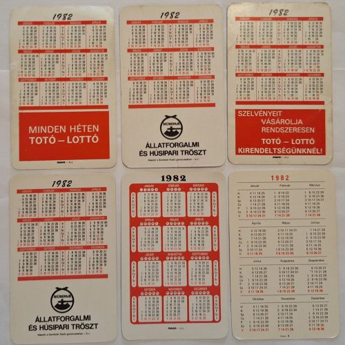 Születésnapi ajándéknak : évfordulós 1982-es korabeli, eredeti, retró hangulatú kártyanaptárak 6 db.