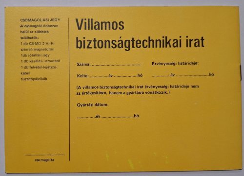 Videoton CS-MO2 Hi-Fi sztereó magnetofon kezelési útmutató
