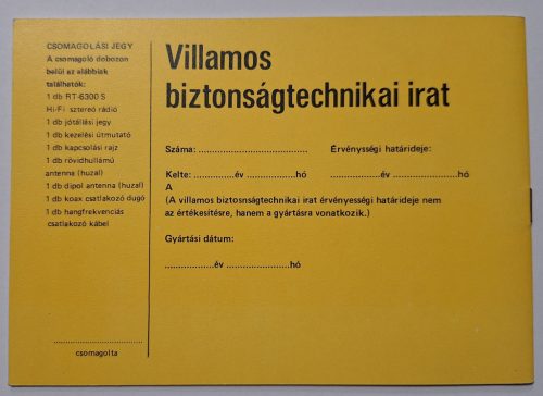 Videoton RT 6300 S Hi-Fi sztereó rádió tuner kezelési útmutató 1981