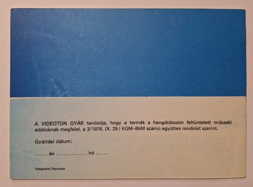 Videoton Hangdoboz Használati utasítás (1980-as évek)